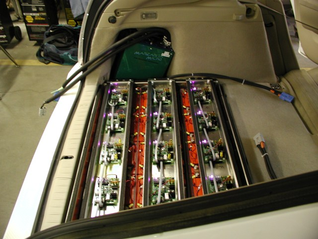 PFC charger, and regulators installed into WhiteBird, a PHEV-10 conversion of a Toyota Prius